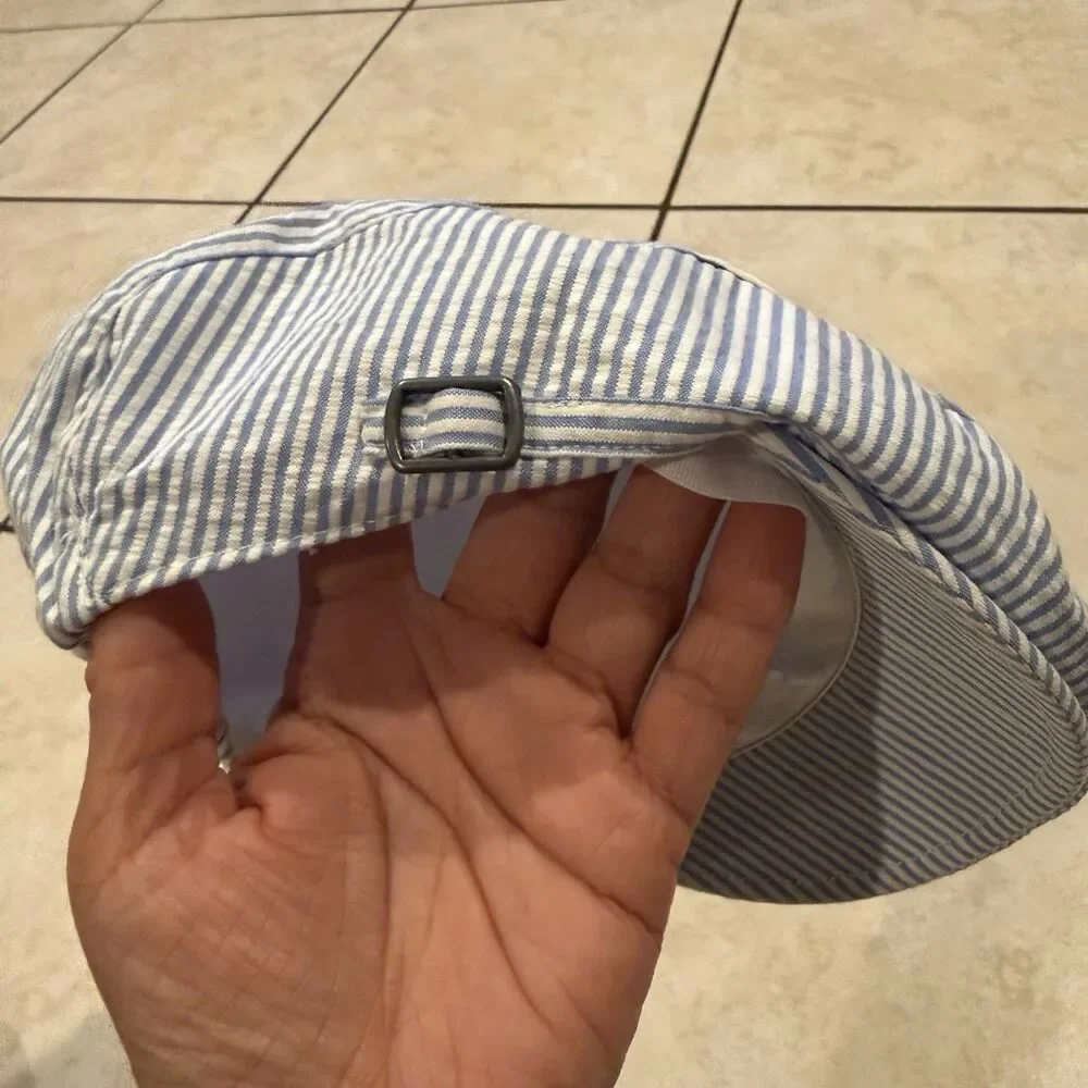 Janie & Jack Striped Blue stripe Newsboy Hat Cap 4-5  Summer Plaid Seersucker